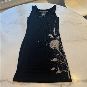 NWOT Royal Underground Black Midi Dress with Silver CHAINS AND BEADING
